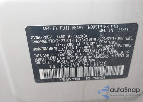 2014 Subaru Forester 2.5I Touring from USA, damaged, VIN JF2SJAPC2EH530346